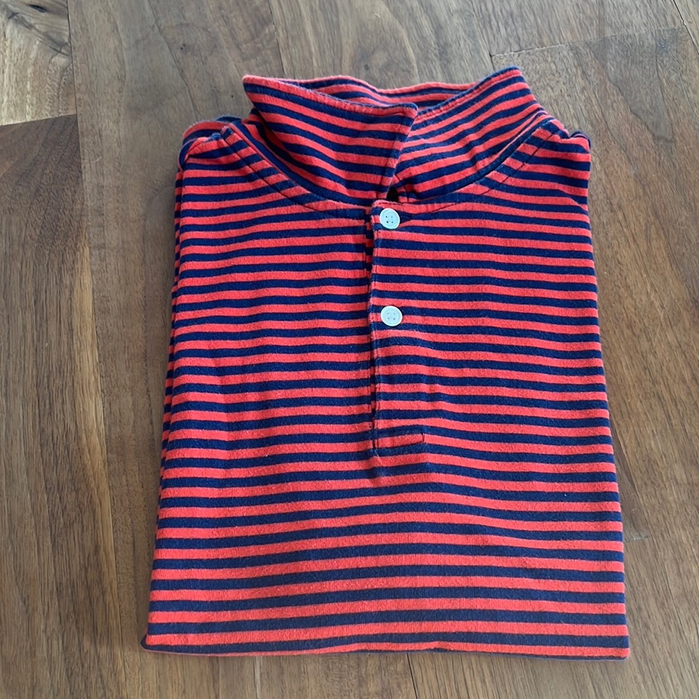 Oscar de La Renta Blue and Orange Stripped Polo